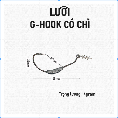 LƯỠI G-HOOK CÓ CHÌ - LƯỠI CÂU CÁ MỒI MỀM