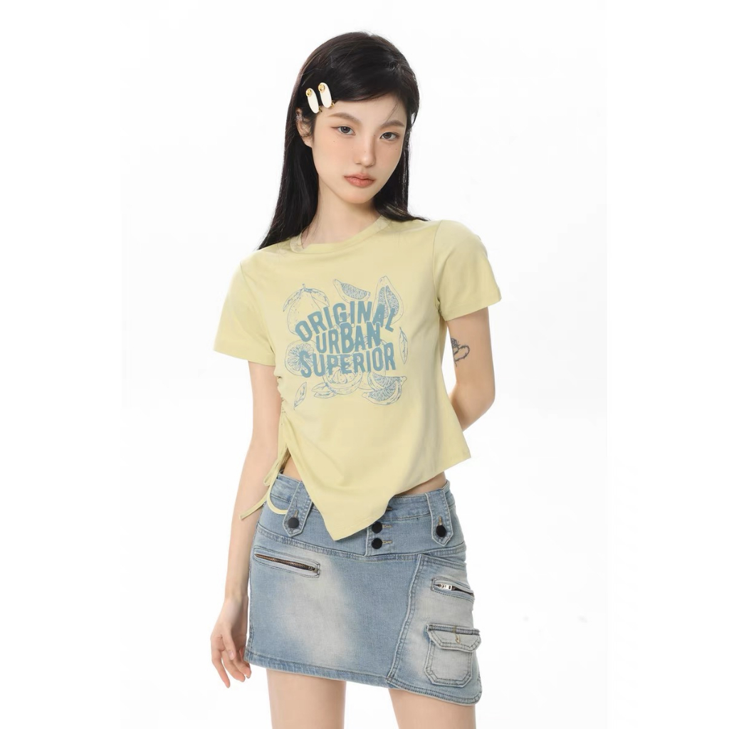 Áo croptop dây rút nữ, áo baby tee thun năng động thời trang MA065 | BigBuy360 - bigbuy360.vn