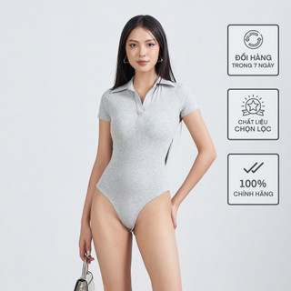 Áo Ngắn Tay Cổ Đức Nữ Bodysuit BUSY Thun Zip Dẻo Co Giãn Ôm Sát NT18B