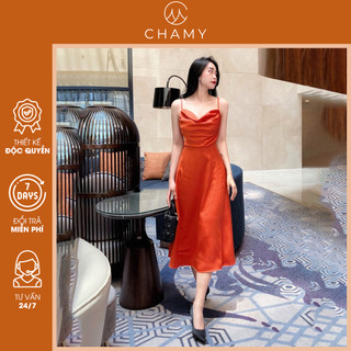 Váy đầm nữ hai dây Nancy Dress kiểu dáng sexy, quyến rũ chất liệu vải lụa mềm mại thiết kế CHAMY