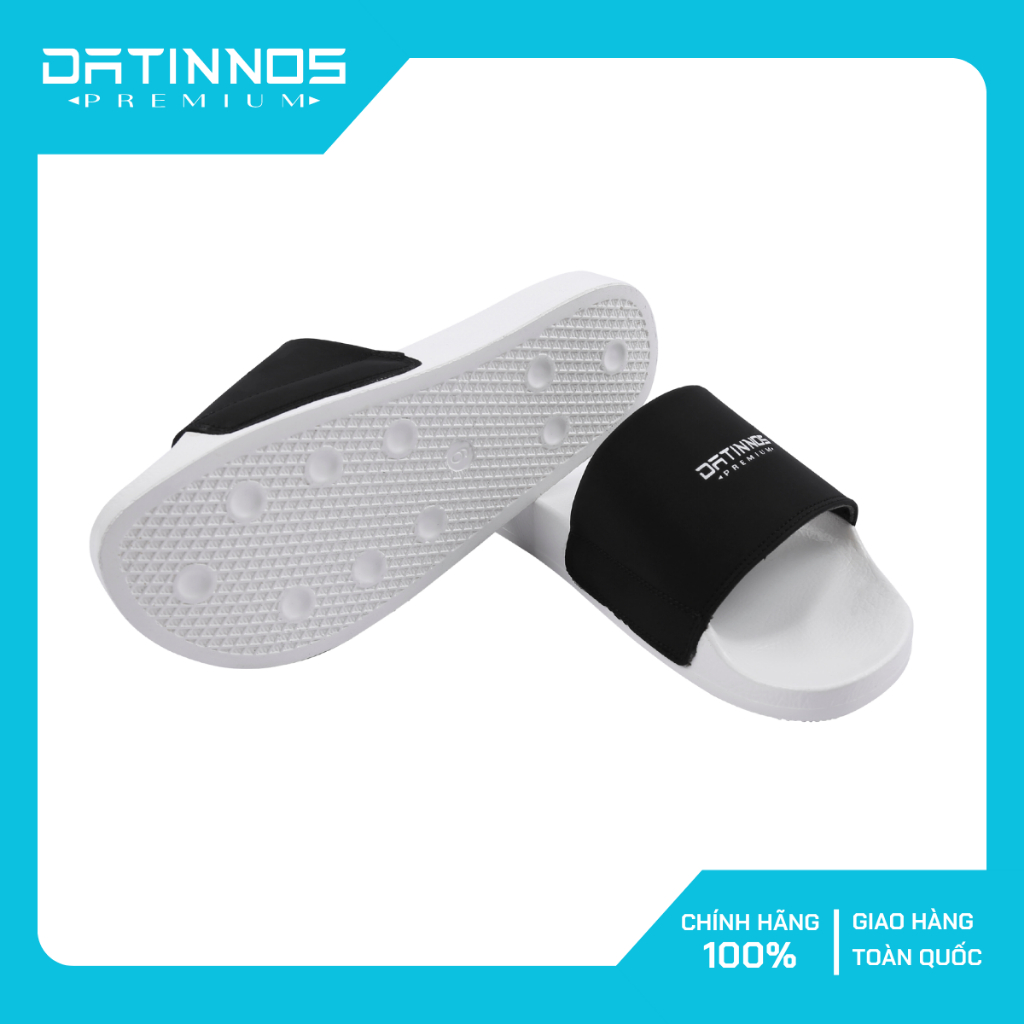 Dép Quai Ngang Nam Nữ Slipper Cá Tính Đế PU Trắng Và Quai PVC Đen DT3 + Fullbox
