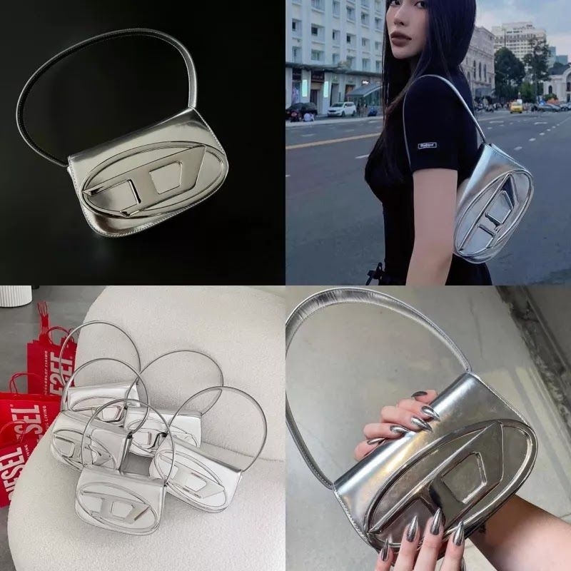 Túi xách nữ kẹp nách D.i.e.s.e.l màu bạc hot trend nhất 2023