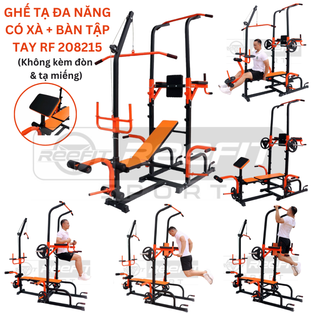 Ghế tạ giàn tạ đa năng có xà kết hợp bàn tập tay Reefit RF 208215