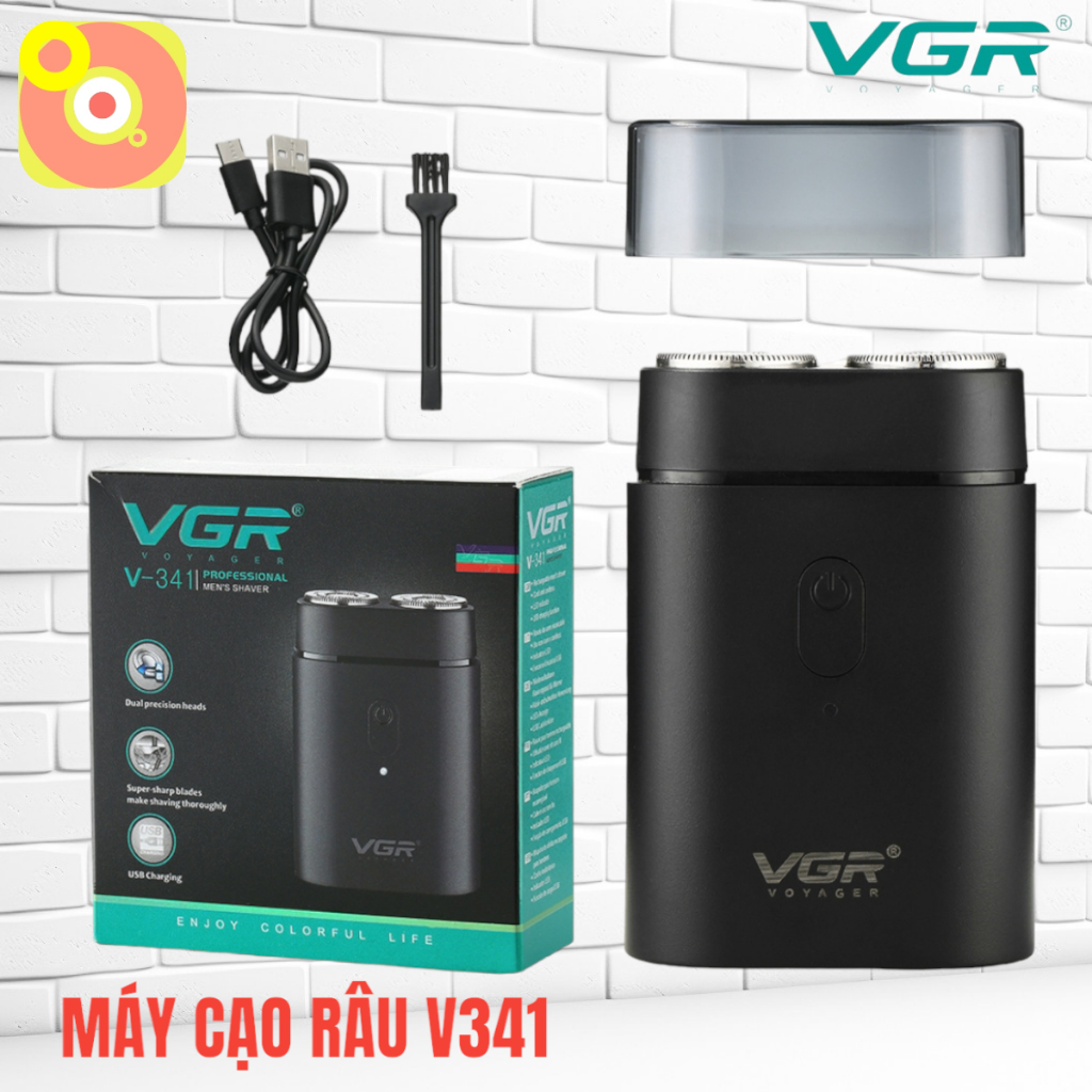 Máy Cạo Râu V341 - VGR Nhỏ Gọn Dễ Mang Theo, Công Suất 5W Và Chống Nước Tuyệt Đối, Lưỡi Dao Tự Động Mài Sắc