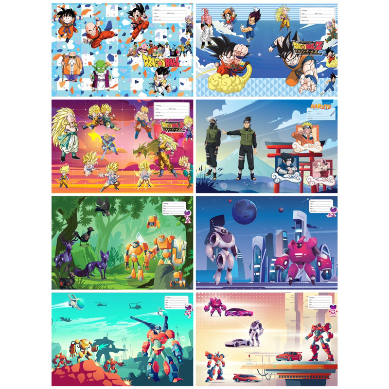 Giấy bao tập lồng kiếng tiện lợi 2 trong 1 - ROBOT, NARUTO, Siêu Nhân,…