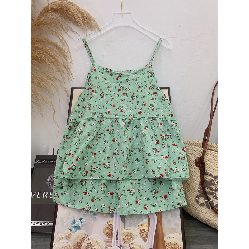 Bộ lụa 2 dây babydoll mặc nhà dễ thương