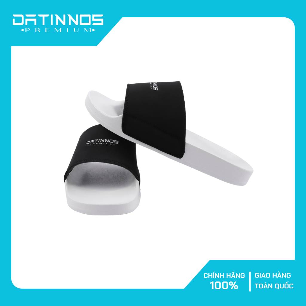 Dép Quai Ngang Nam Nữ Slipper Cá Tính Đế PU Trắng Và Quai PVC Đen DT3 + Fullbox