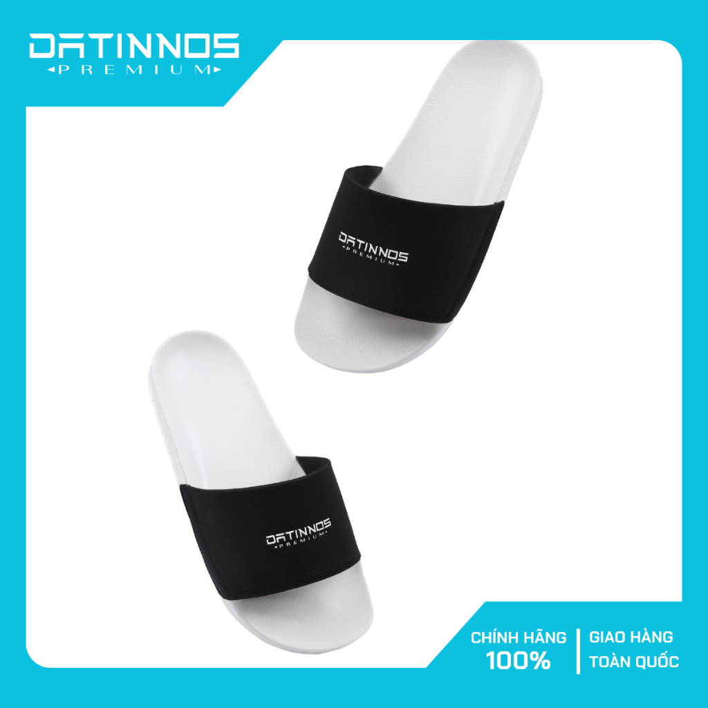 Dép Quai Ngang Nam Nữ Slipper Cá Tính Đế PU Trắng Và Quai PVC Đen DT3 + Fullbox