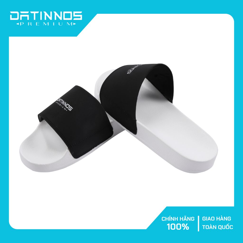Dép Quai Ngang Nam Nữ Slipper Cá Tính Đế PU Trắng Và Quai PVC Đen DT3 + Fullbox