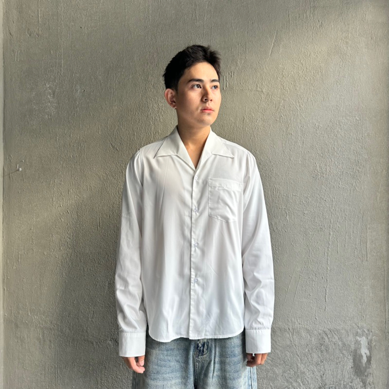 BASIC LONG SLEEVE SHIRT ( WHITE ) - ÁO SƠ MI TAY DÀI