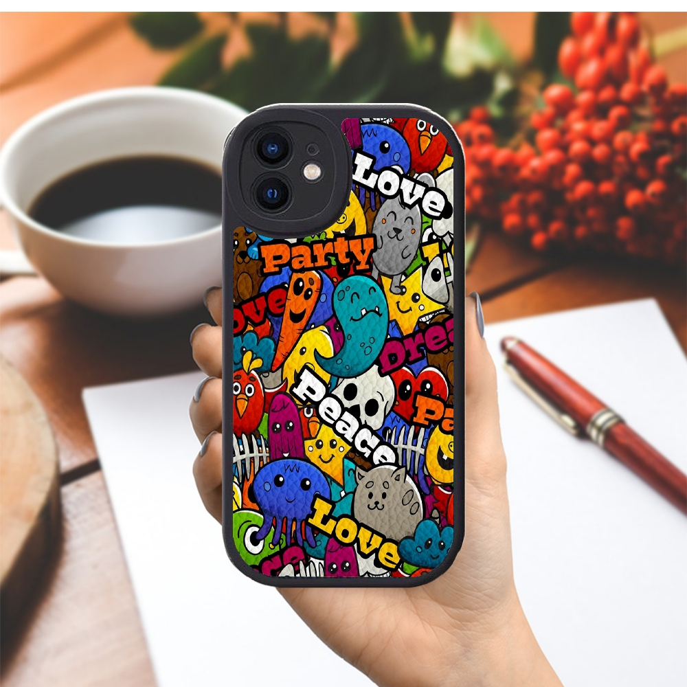 Ốp lưng Iphone XS/11 Pro/12 Pro/14 Pro Max/13/...dẻo đen vân da viền bảo vệ camera hình Party