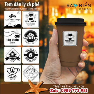 Combo 50 tem nhãn dán LY CÀ PHÊ, sticker dán ly, chai. Kích thước 5x5 cm. Sao biển design, sao biển, sao biển 2hand