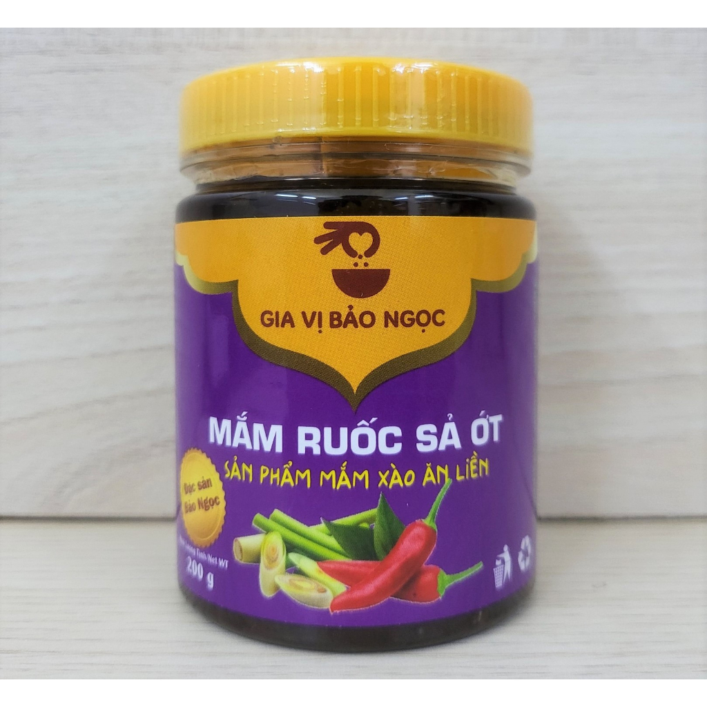 (hủ TÍM 200g) MẮM RUỐC SẢ ỚT (mắm xào ăn liền) GIA VỊ BẢO NGỌC Lemongrass Chilli Shrimp Sauce