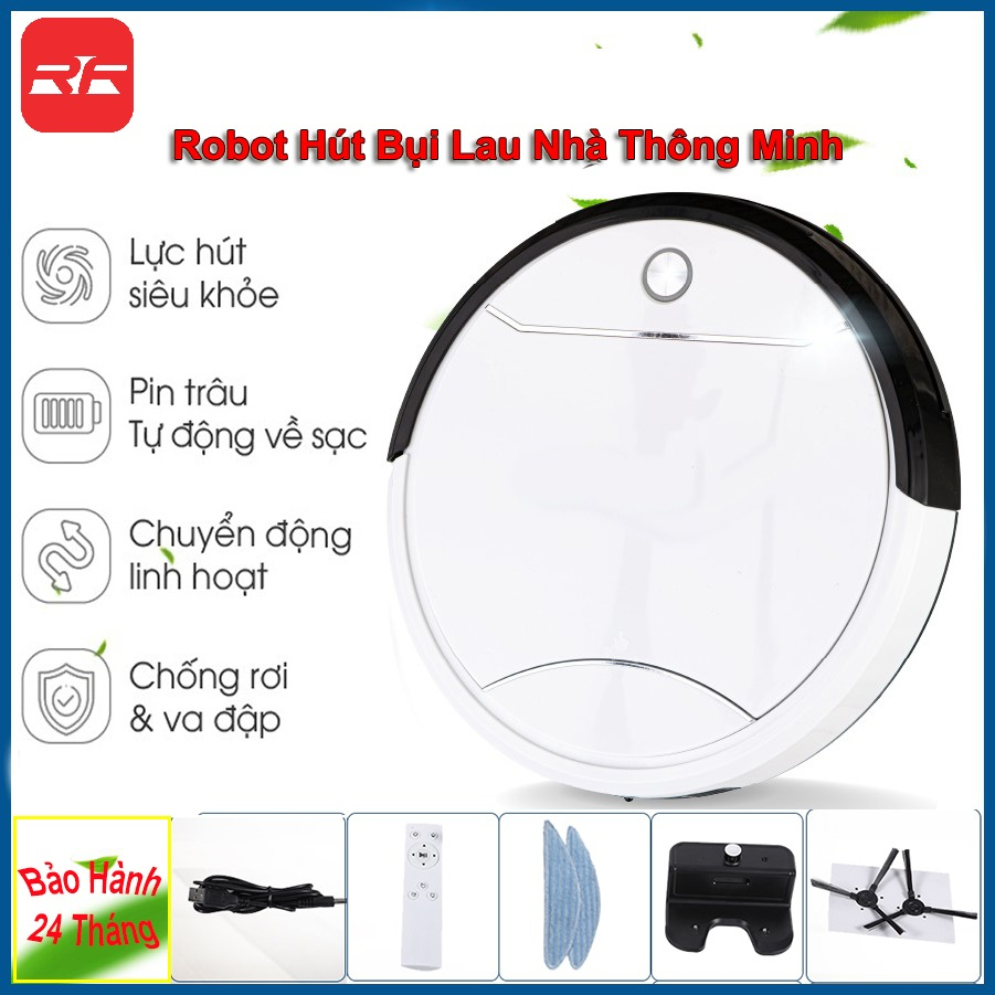 Robot Hút Bụi Lau Nhà Thông Minh Hút sạch Cát Bụi Lông Chó Mèo Tóc rụng Giấy - Chống Rơi - Pin Trâu Hyperrock D502 Pro