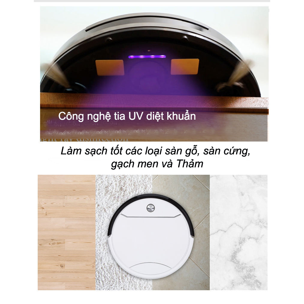 Robot Hút Bụi Lau Nhà Thông Minh Hút sạch Cát Bụi Lông Chó Mèo Tóc rụng Giấy - Chống Rơi - Pin Trâu Hyperrock D502 Pro