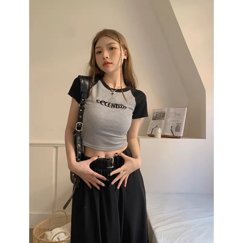 Áo croptop nữ thêu SECE ❤️Pinkee❤️ áo thun croptop vải thun tăm co dãn 4 chiều MA056 | BigBuy360 - bigbuy360.vn