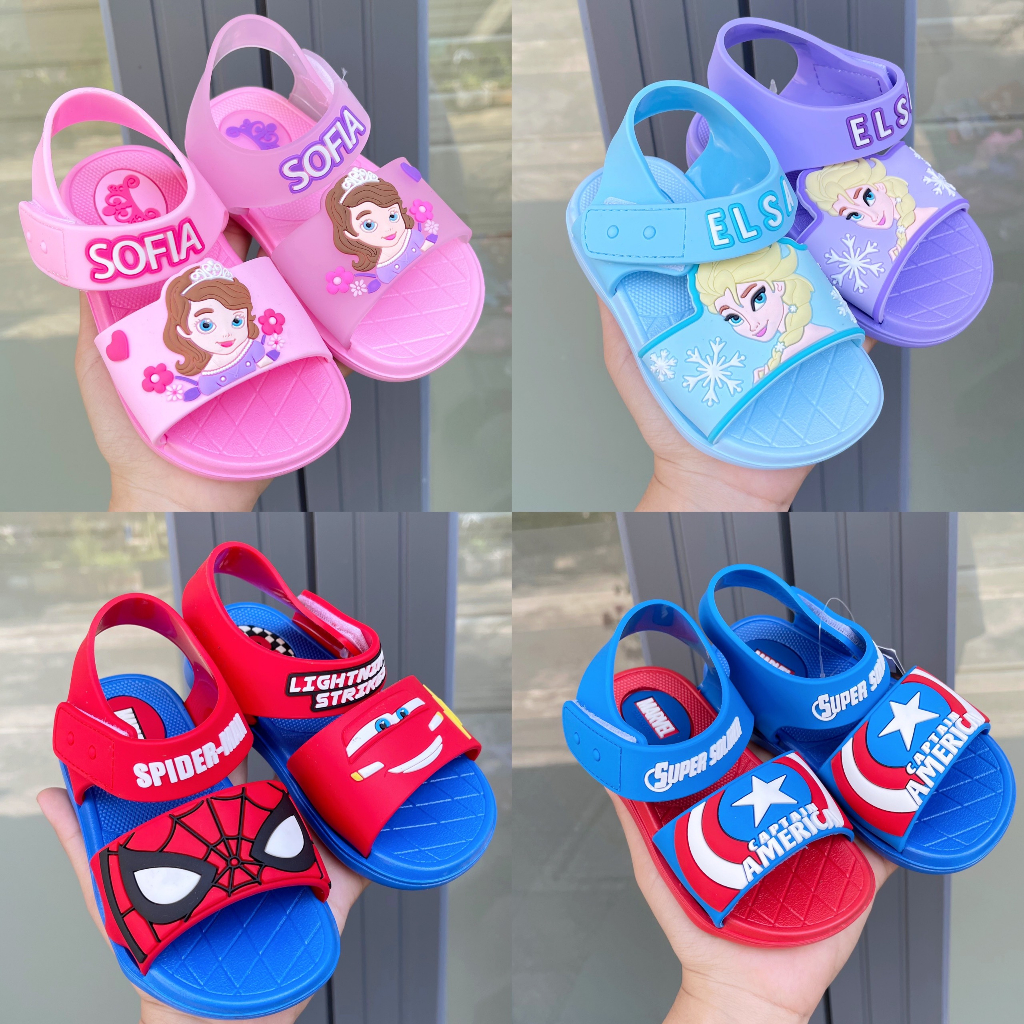Sz 150-200 Sandal nhựa dẻo, siêu êm chân thiết kế hoạ tiết nhân vật hoạt hình