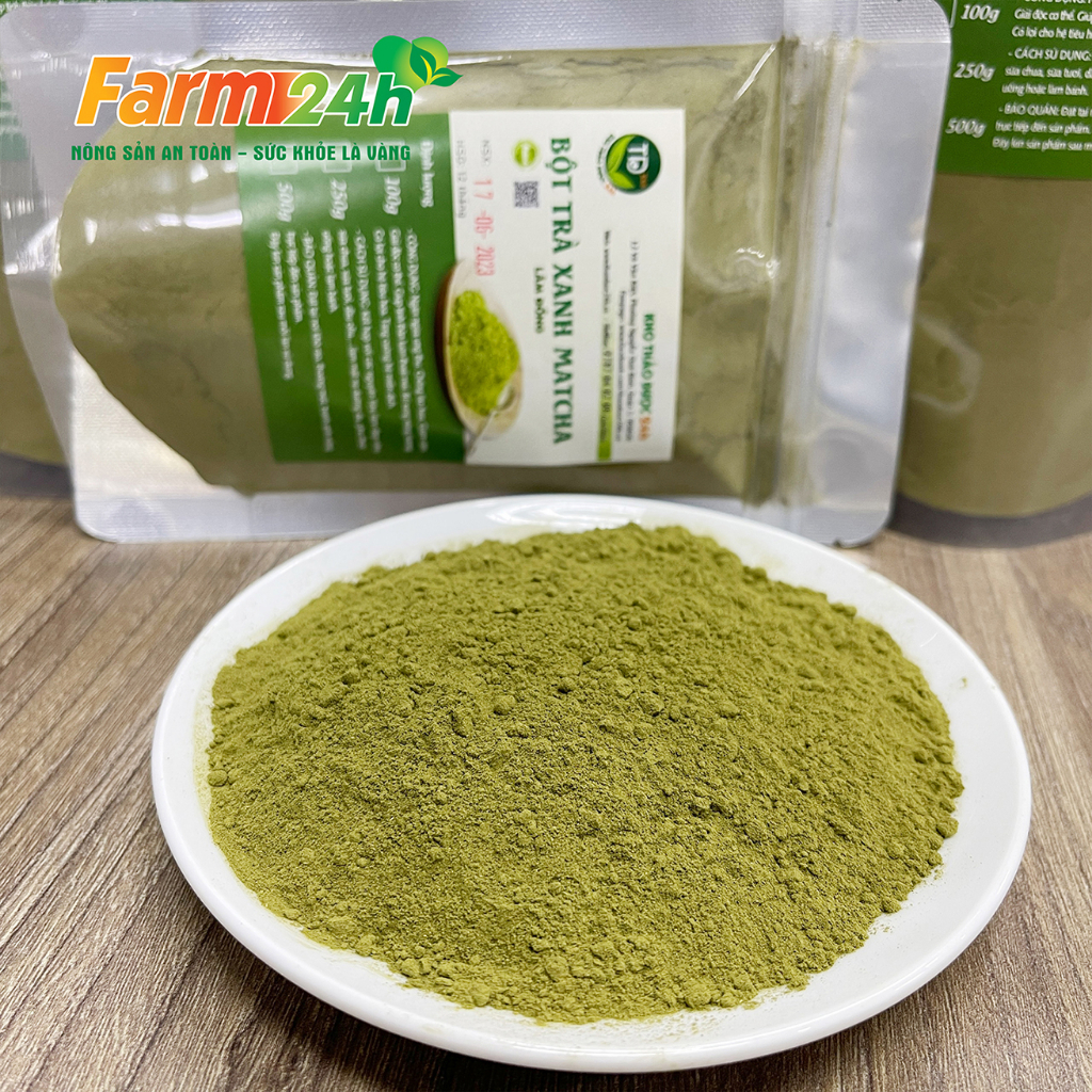 Bột trà xanh matcha nguyên chất 100%, nguyên liệu làm bánh, làm rau câu, mặt nạ đắp đẹp da | Fam24h