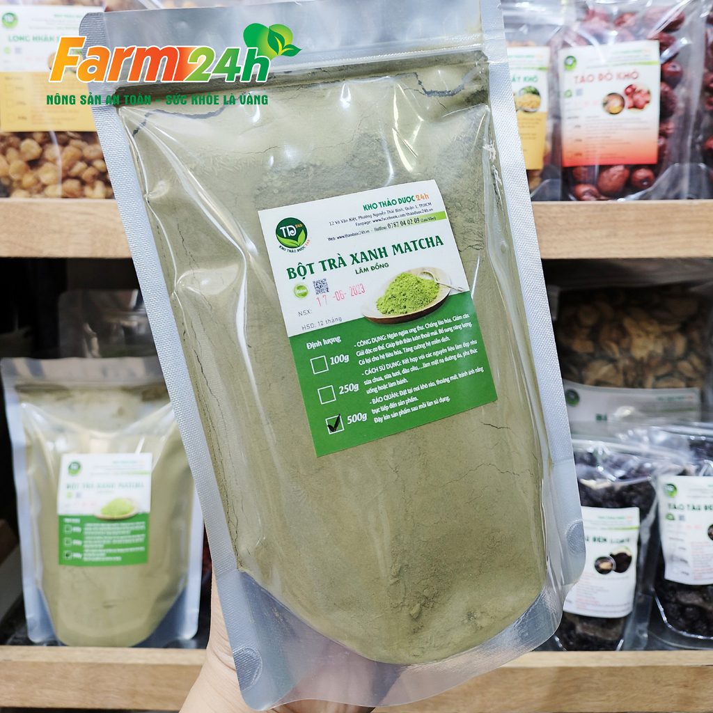 Bột trà xanh matcha nguyên chất 100%, nguyên liệu làm bánh, làm rau câu, mặt nạ đắp đẹp da | Fam24h