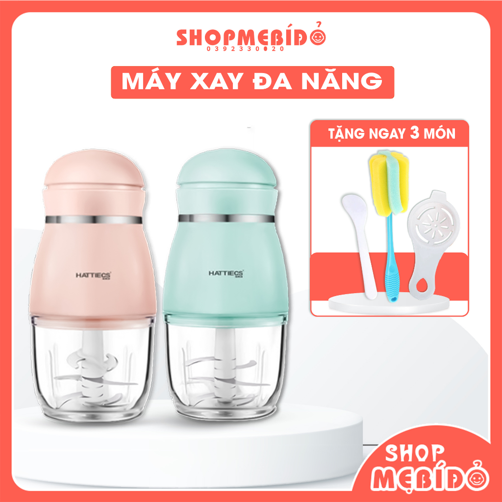 Máy xay cầm tay mini Hattiecs đa năng cho bé ăn dặm (tặng cọ rửa và lọc trứng) - Shop Mẹ Bí Đỏ