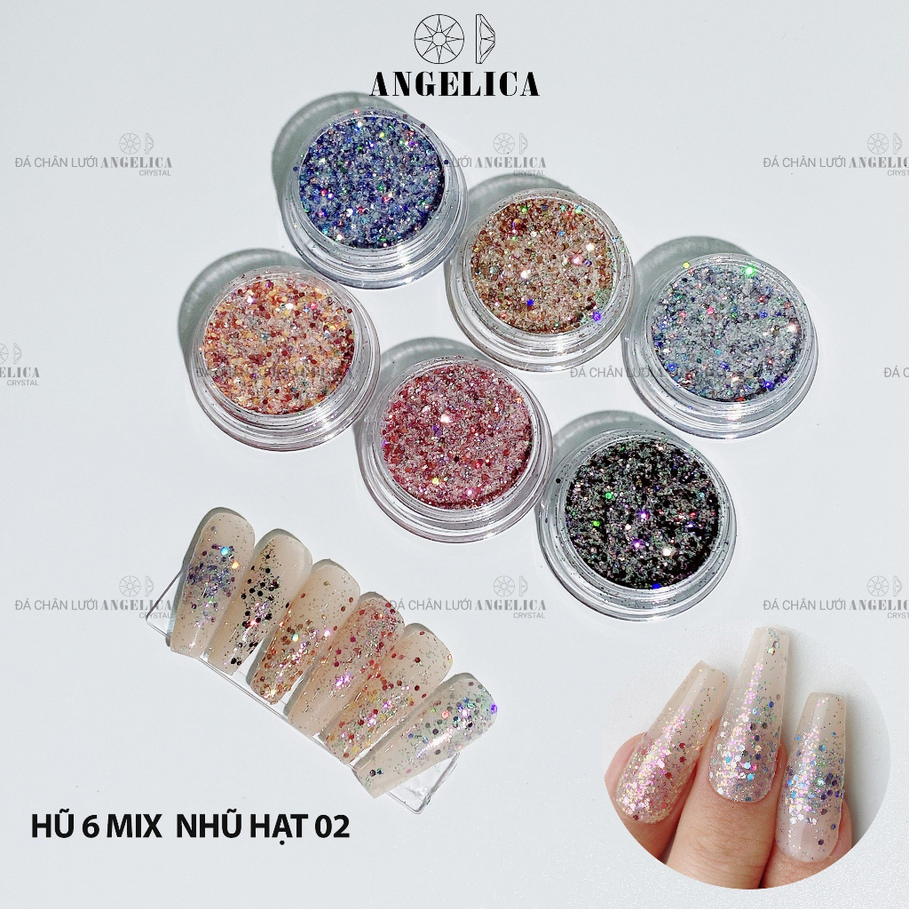 Set 6 Hũ Nhũ Kim Tuyến Vảy Cá Trang Trí Móng ANGELICA S6NVC