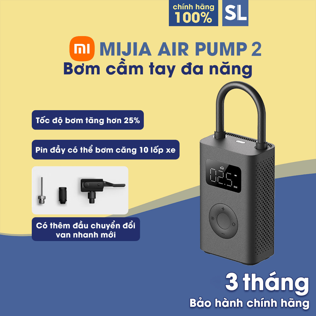 Bơm Lốp Cầm Tay Đa Năng Xiaomi Mijia MJCQB06QW - Bơm Điện Cầm Tay Mijia Air Pump 2