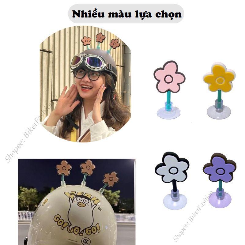 Bông hoa gắn mũ bảo hiểm xinh xắn, đáng yêu