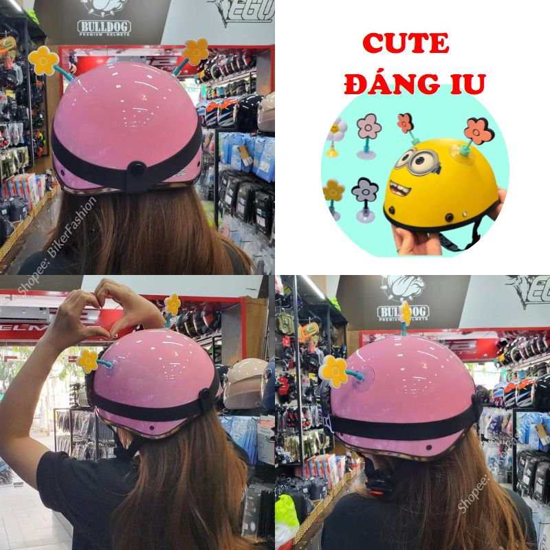 Bông hoa gắn mũ bảo hiểm xinh xắn, đáng yêu