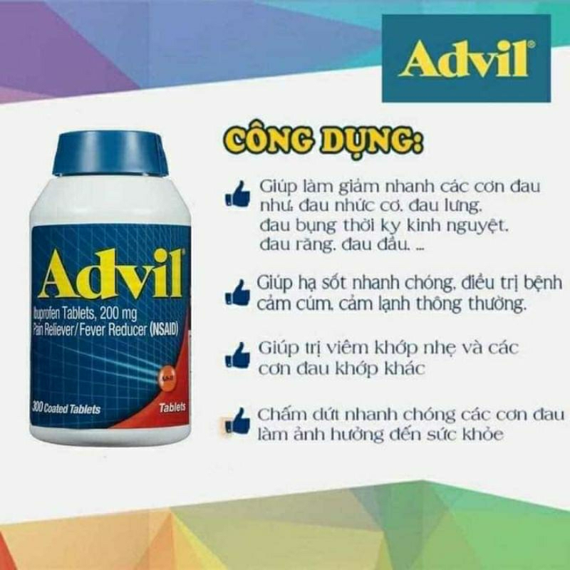 Ádvil 300 viên và 360 viên của Mỹ .Date xa.Có bán lẻ 1 lần 30 viên.