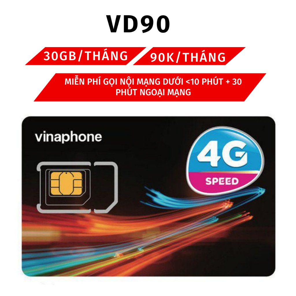 Sim 4G VINAPHONE MỚI Miễn phí DATA gọi nội mạng + ngoại mạng miễn phí SIÊU SIM BIG120 VD90 D169G