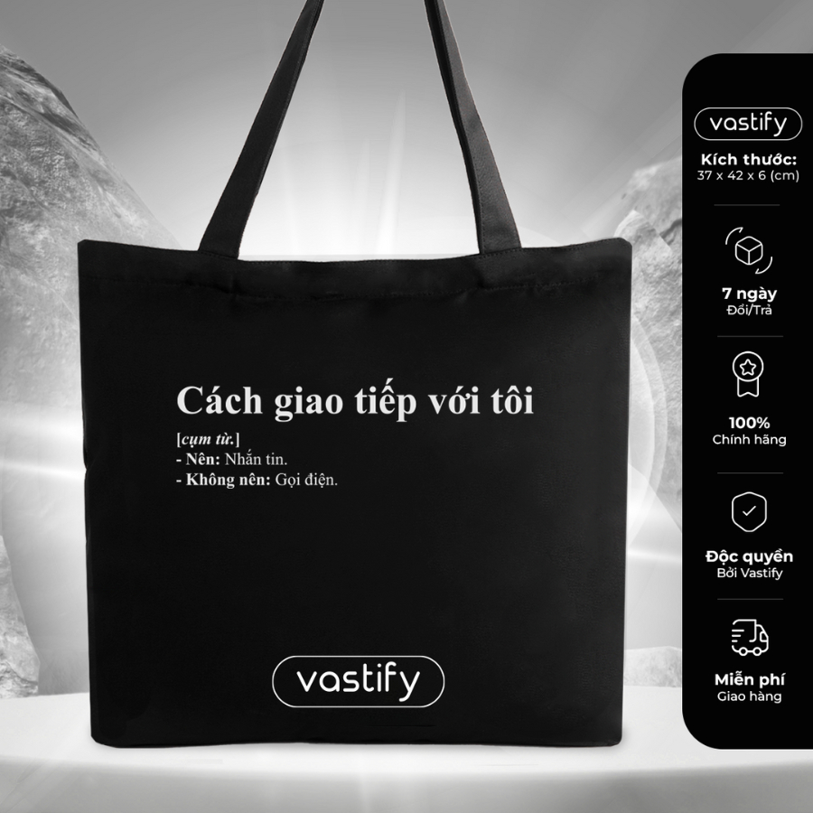 Túi tote vải canvas túi đeo vai đi học đi chơi Vastify Q007 có ngăn phụ có khóa kéo miệng thời trang phong cách Hàn Quốc