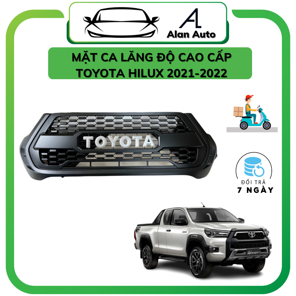 Mặt ca lăng độ Toyota Hilux 2021-2023, Mẫu lưới mới nhất 2023, Chất liệu nhựa ABS cao cấp