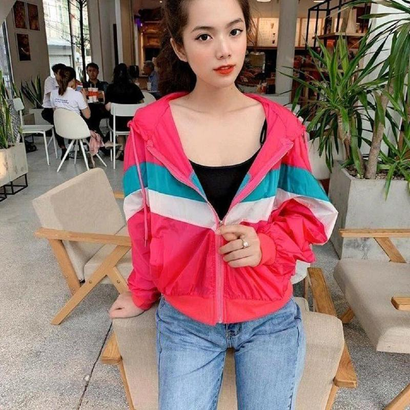 Áo Khoác Dù 2 Lớp, Phối Sọc Hai Màu