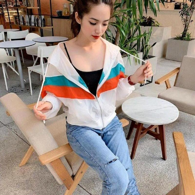 Áo Khoác Dù 2 Lớp, Phối Sọc Hai Màu