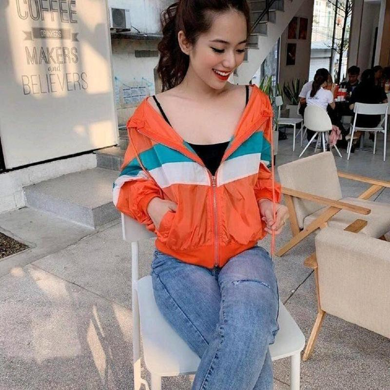 Áo Khoác Dù 2 Lớp, Phối Sọc Hai Màu