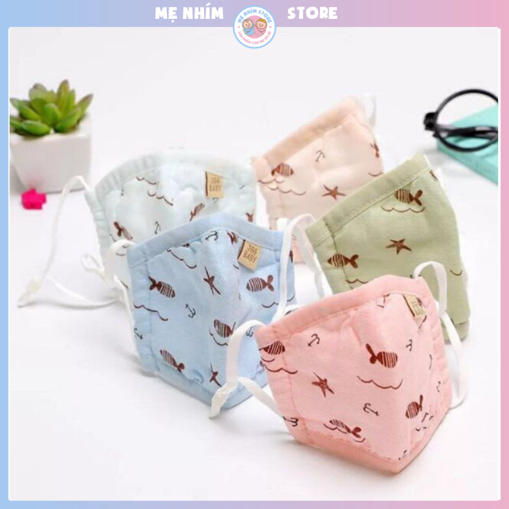 Khẩu trang xô 5 lớp, có nút điều chỉnh mềm mại, họa tiết đáng yêu cho bé ❤