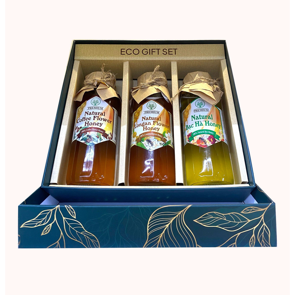 Set quà mật ong 3 chai ( 2 bạc hà, 1 cà phê) hoặc ( 2 cà phê, 1 bạc hà)
