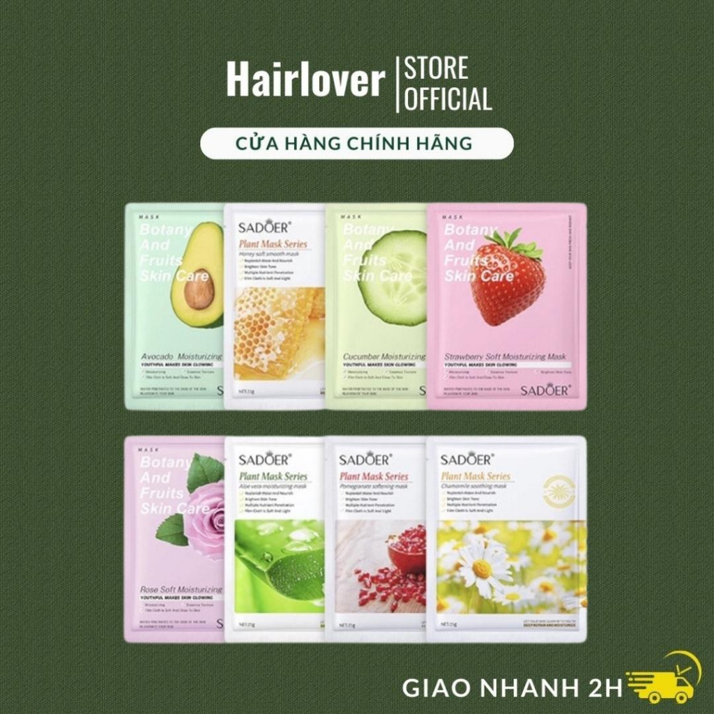 Mặt nạ dưỡng da, mặt nạ dưỡng trắng cấp ẩm mờ thâm bổ sung collagen nhiều vị ngẫu nhiên Soder HAIRLOVER