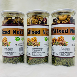 Hạt Dinh Dưỡng Mix 5 Loại Hạt Óc chó, macca, bí xanh, điều rang,hạnh nhân Hộp 500gr