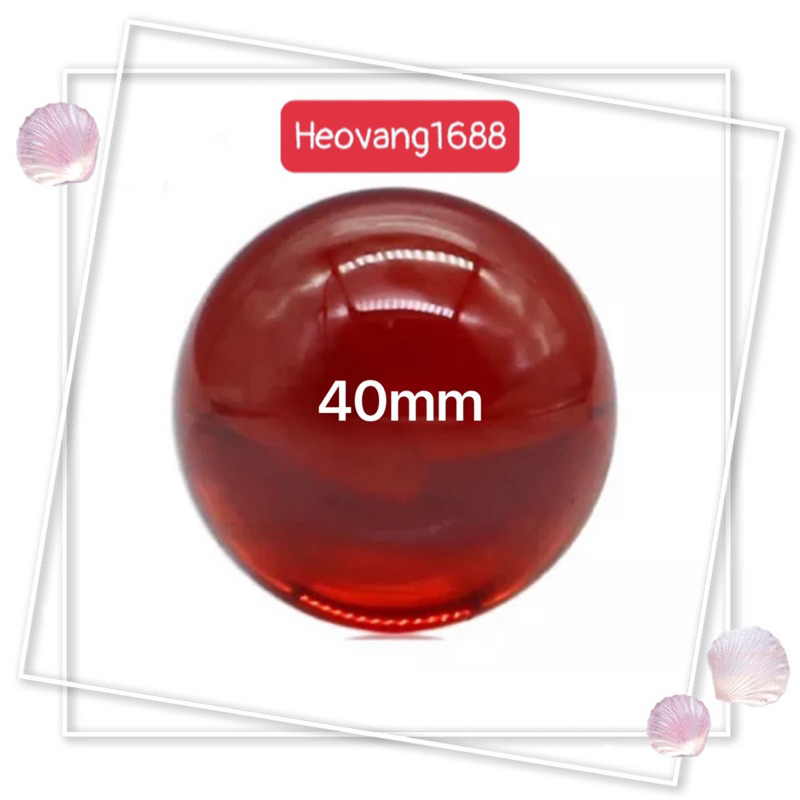 1 viên bi thuỷ tinh màu đỏ trong suốt - bi trang trí và quà lưu niệm