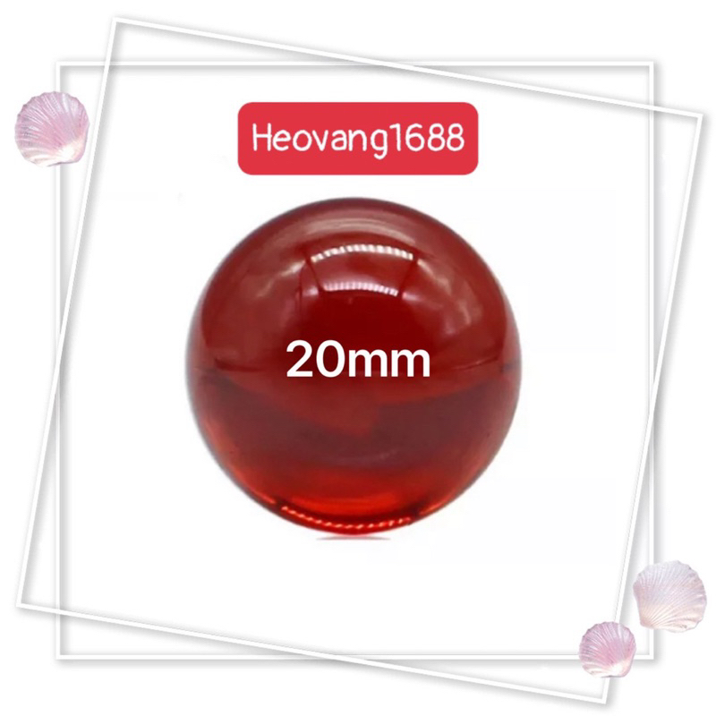 1 viên bi thuỷ tinh màu đỏ trong suốt - bi trang trí và quà lưu niệm