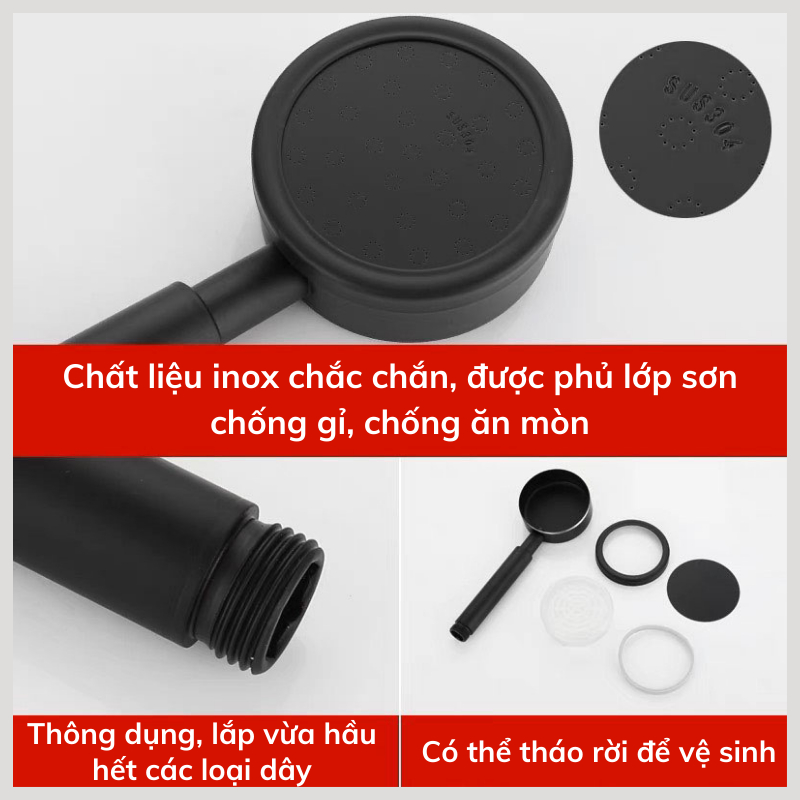 Vòi Hoa Sen Nóng Lạnh Kiko Tăng Áp Inox Không Gỉ Tăng Áp