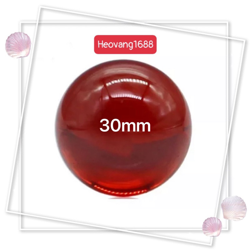 1 viên bi thuỷ tinh màu đỏ trong suốt - bi trang trí và quà lưu niệm