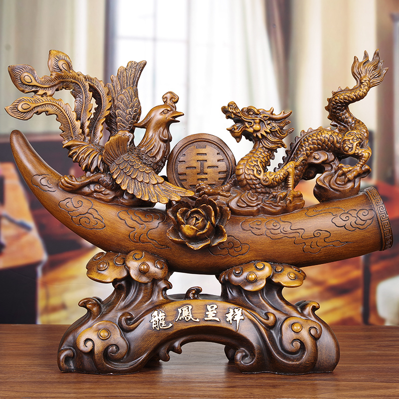 Long phụng sum vầy, Rồng phượng, Tứ linh tướng, Tượng phong thủy, Decor Trang trí nhà cửa, Quà tặng ý nghĩa - SANY