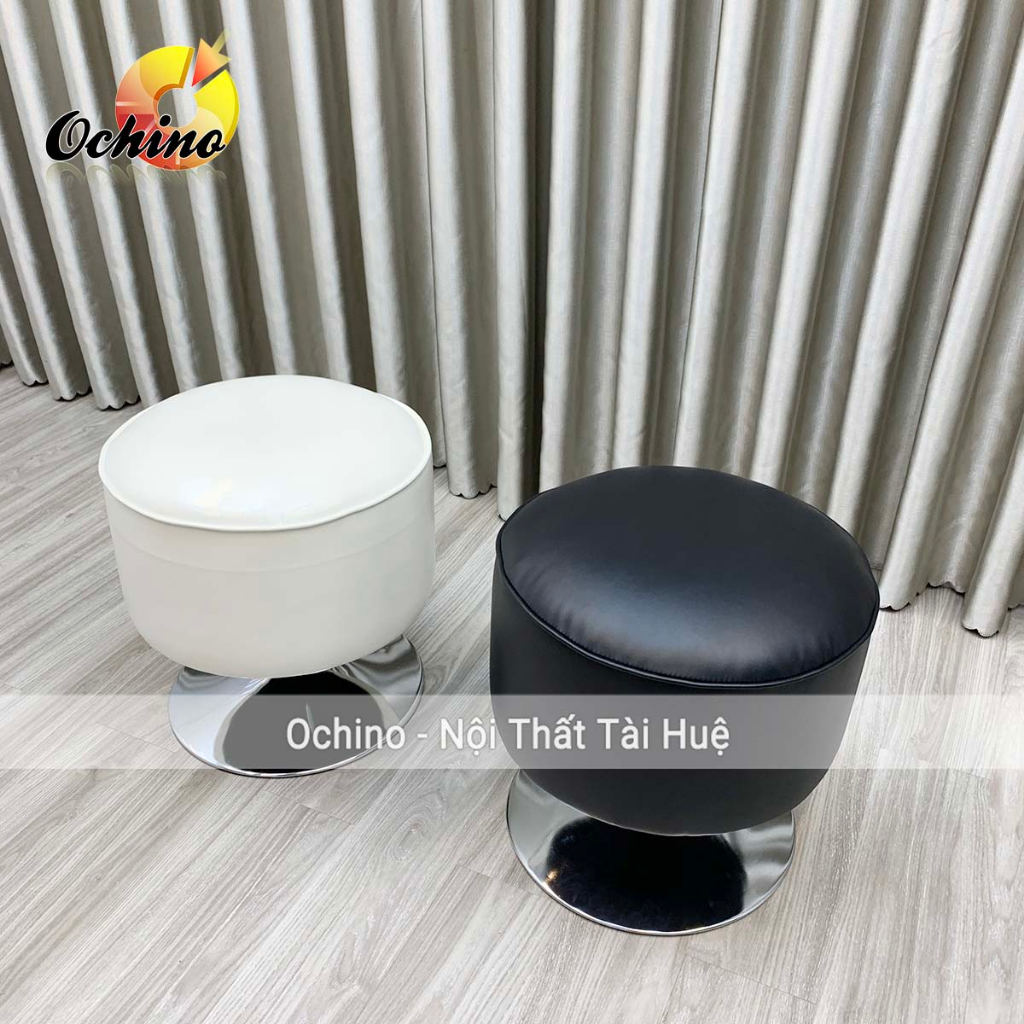 Đôn Tròn Sofa Xoay Bọc Da Trơn Cao Cấp (Hàng Sẵn)