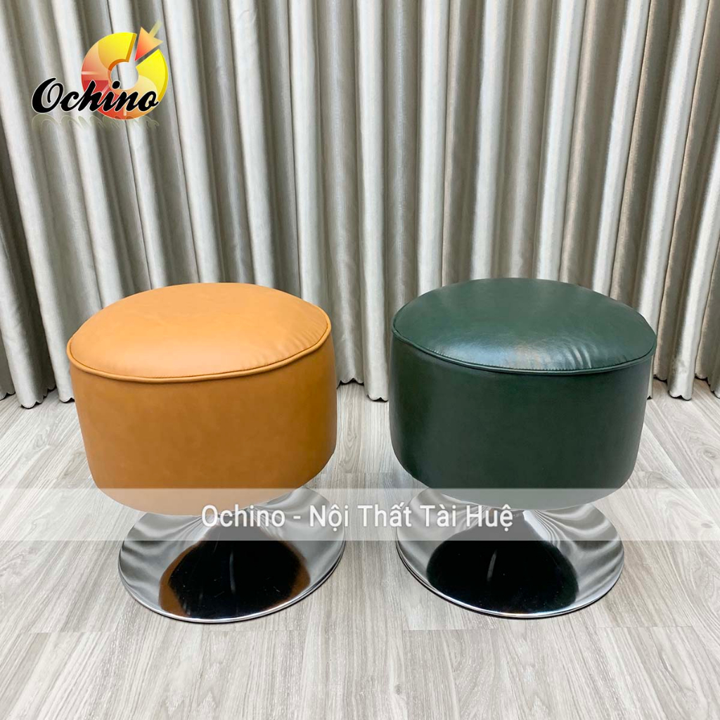 Đôn Tròn Sofa Xoay Bọc Da Trơn Cao Cấp (Hàng Sẵn)