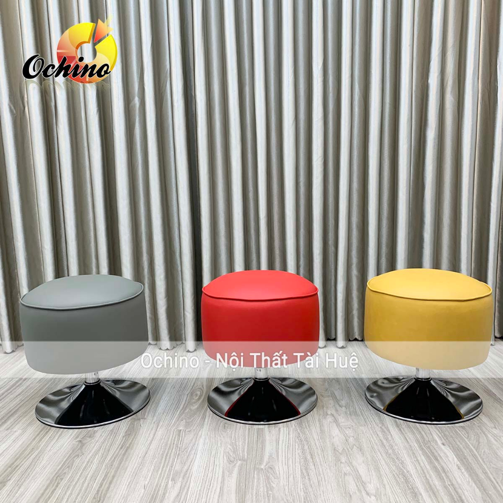 Đôn Tròn Sofa Xoay Bọc Da Trơn Cao Cấp (Hàng Sẵn)