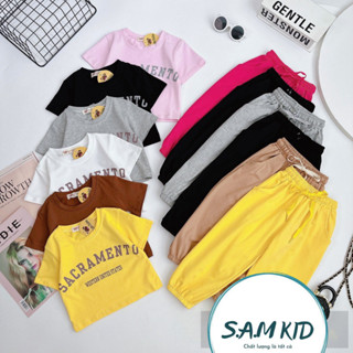 [8-40kg] Đồ bộ bé gái quần dài thun 4 chiều chữ cong có size đại mát mẻ mùa hè 4 màu xinh xắn