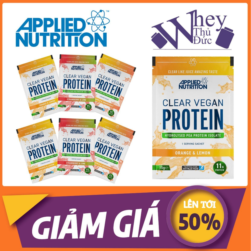 Sample Clear Vegan Protein Applied Nutrition 1 lần dùng vị Orange Lemon - Whey thực vật tách sữa hương trái cây