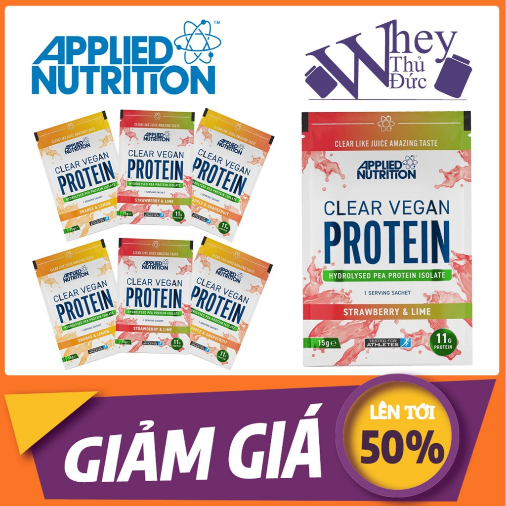 Sample Clear Vegan Protein Applied Nutrition 1 lần dùng vị Strawberry Lime - Whey thực vật tách sữa hương trái cây